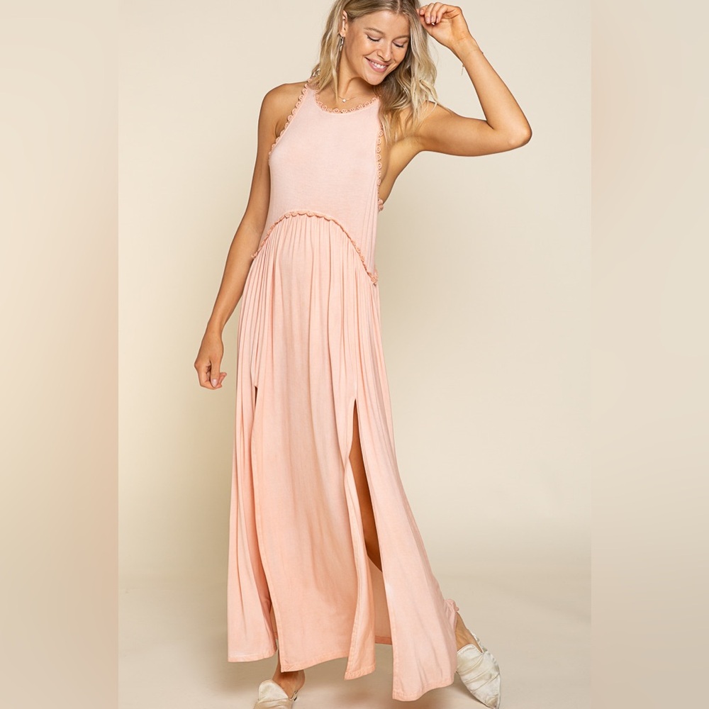 POL “Venice Vibes Maxi” Boho Maxi Dress | Peach